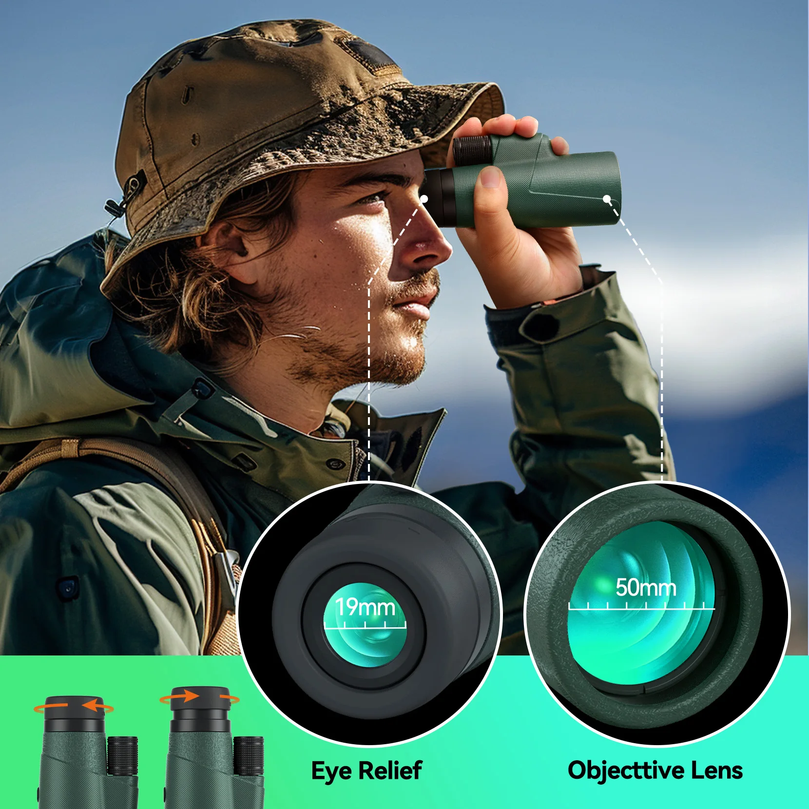 

12x50 HD Monocular for Adults High Powered with BAK4 Prism & FMC Lens,Lightweight with Smartphone Adapter, High Powered