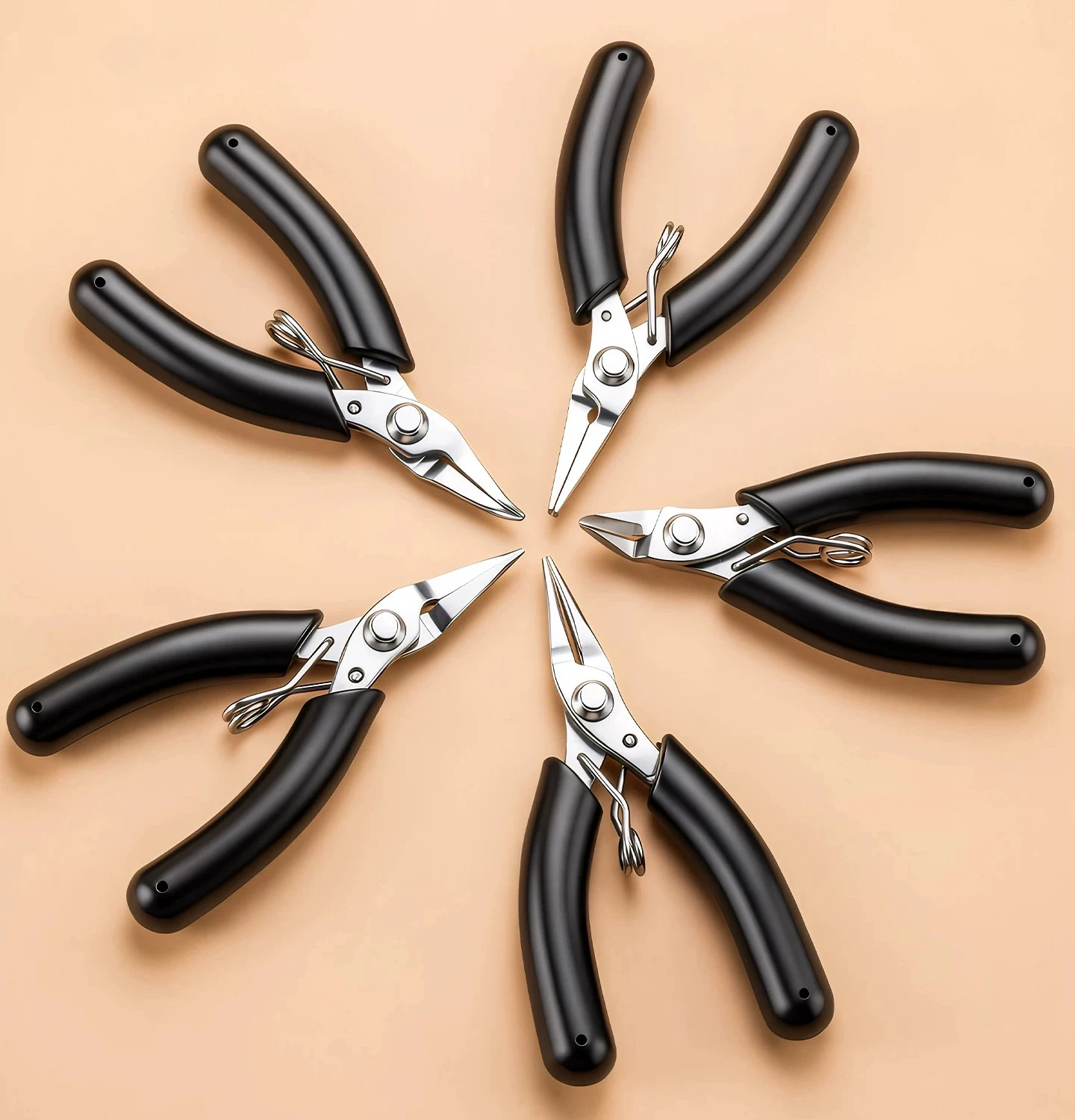 Mini Diagonal & Chain Nose Pliers Set for Jewelry Making Beading Craft Repair DIY Handmade Multifunctional Precision Hand Tool