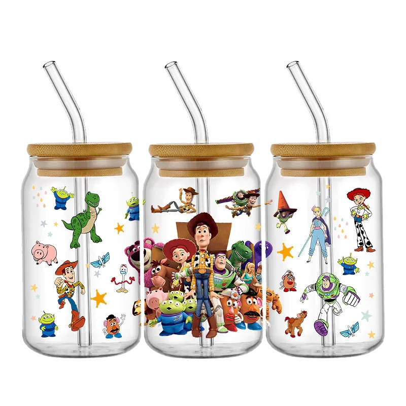 MINISO disney hračka děj 16oz akrobat DTF nálepka pohár personalize UV balit dovést nálepka MINISO nestandartní nálepka DIY vodotěsný