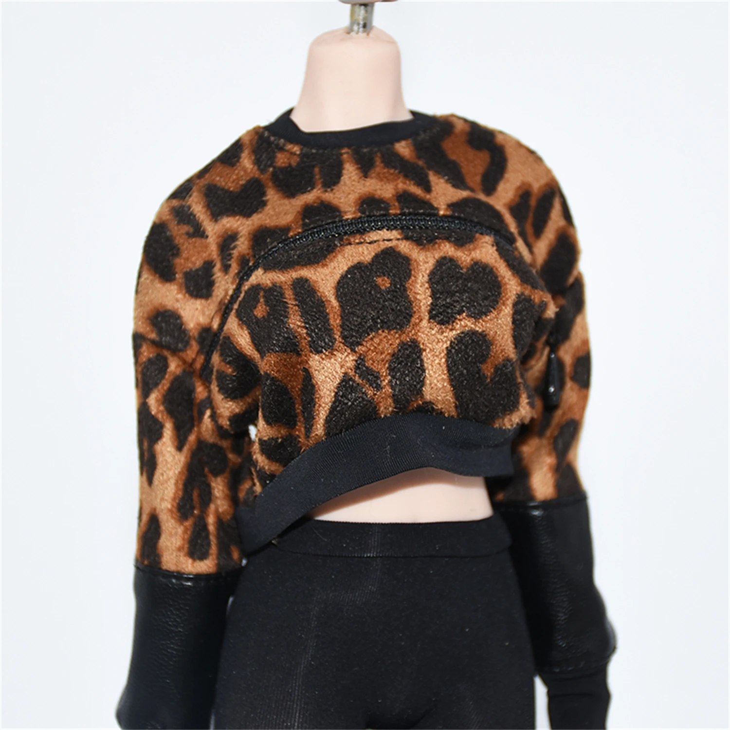 1/6Scale Leopard-print Mosaic Sweater Jacket Long Sleeve Female Soldiers Model Static Accessories 12Inch Action Figure Body Doll