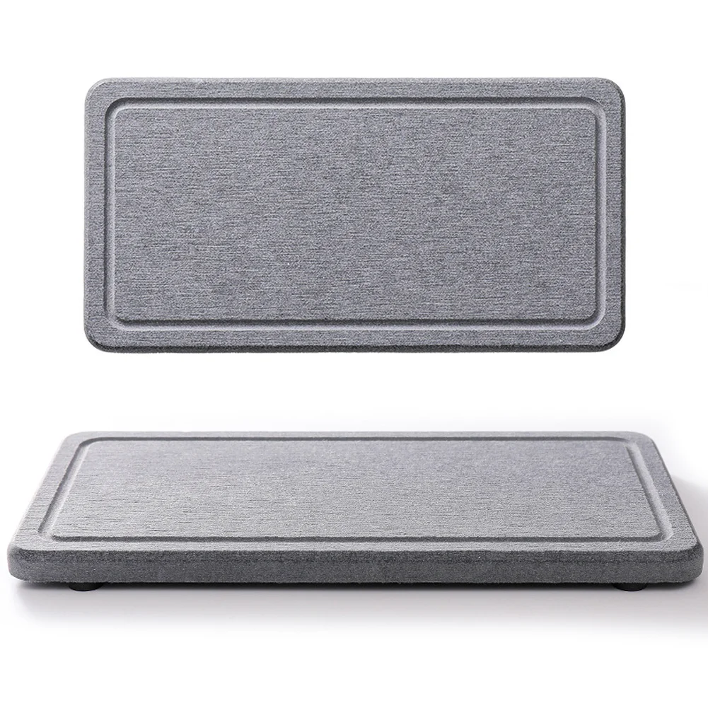 Kitchen Countertop Drying Tray Made of Diatomite for Absorbing Water from Cups Plates and Utensils after Washing