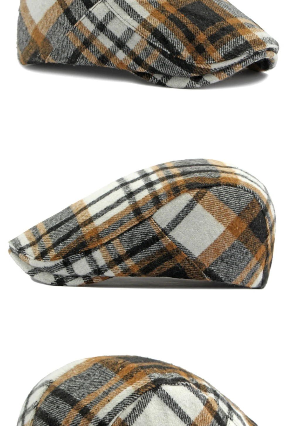 HT4219 Baskenmützen Herbst Winter Karierte Baskenmütze für Männer und Frauen Vintage Künstler Maler Wollmütze Männlich Weiblich Verstellbare Ivy Flachmützen – Detail 9