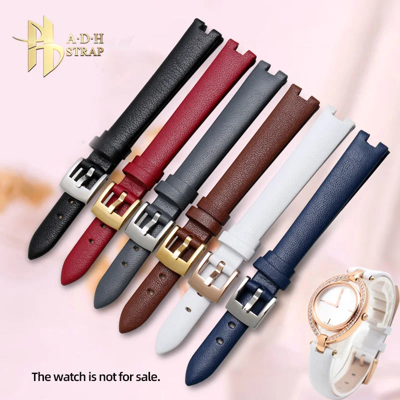 Correa de reloj de piel para mujer con accesorios para Swarovski Demon Eye 5376812 5376842 5376830   Correa cóncava de piel de vacuno 12 mm suave