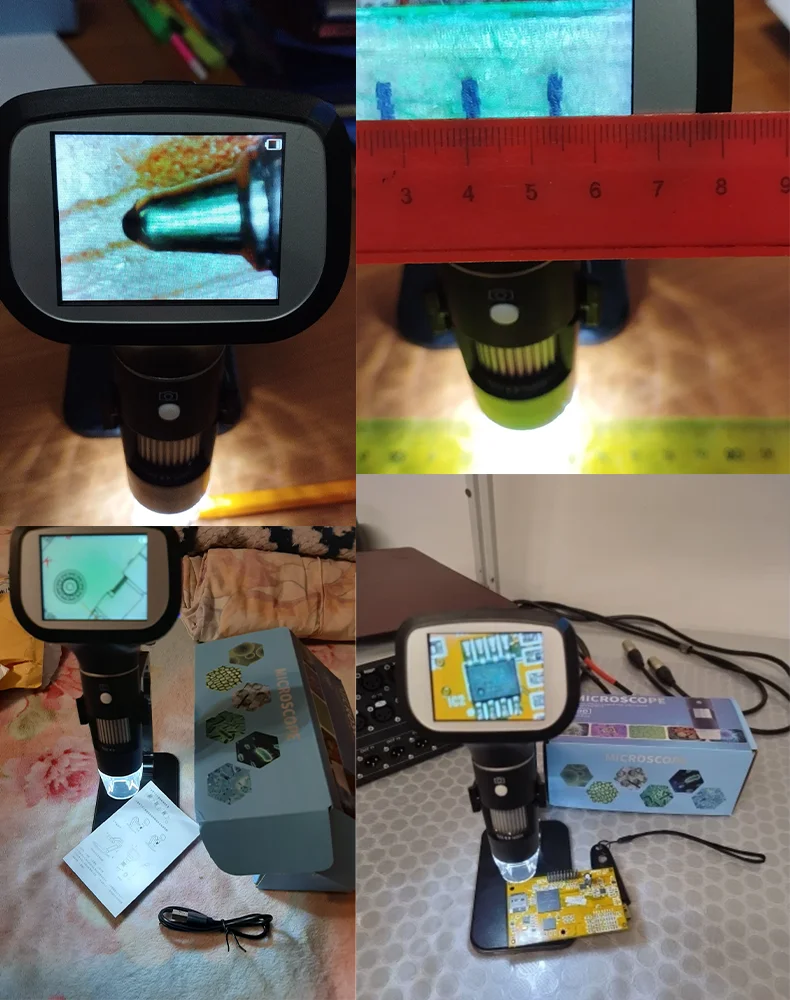 Dodosee 2.4 Inch Digital Microscope 1600X 1080P 8 Lights Handheld Kids Microscopes Supports Photo Video Magnifier Tools for Coin