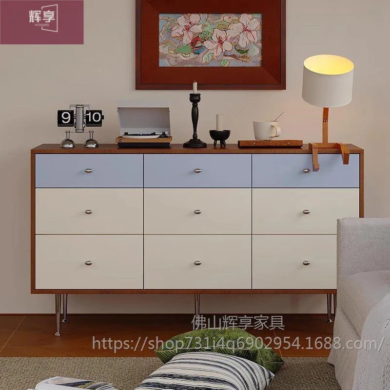 LTT medieval solid wood multi-pump nine-chest cabinet, locker, storage cabinet, bedroom, bedside cabinet