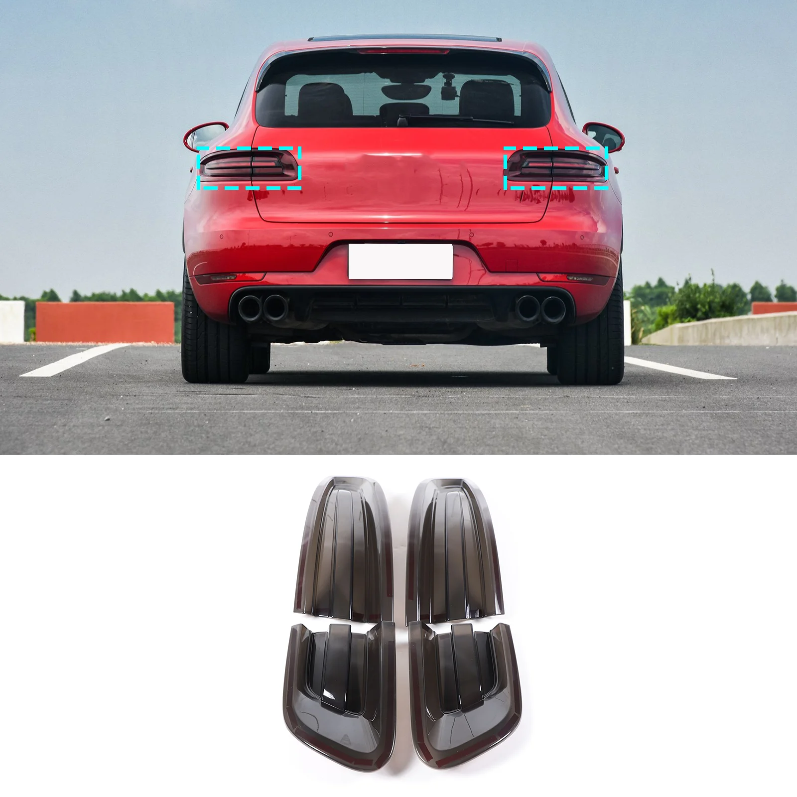 For Porsche Macan 2014-2017 ABS Smoke Black Car Rear Light Hoods Cover Trim Tail Lamp Rear Turn Signal Sticker Auto Accessories