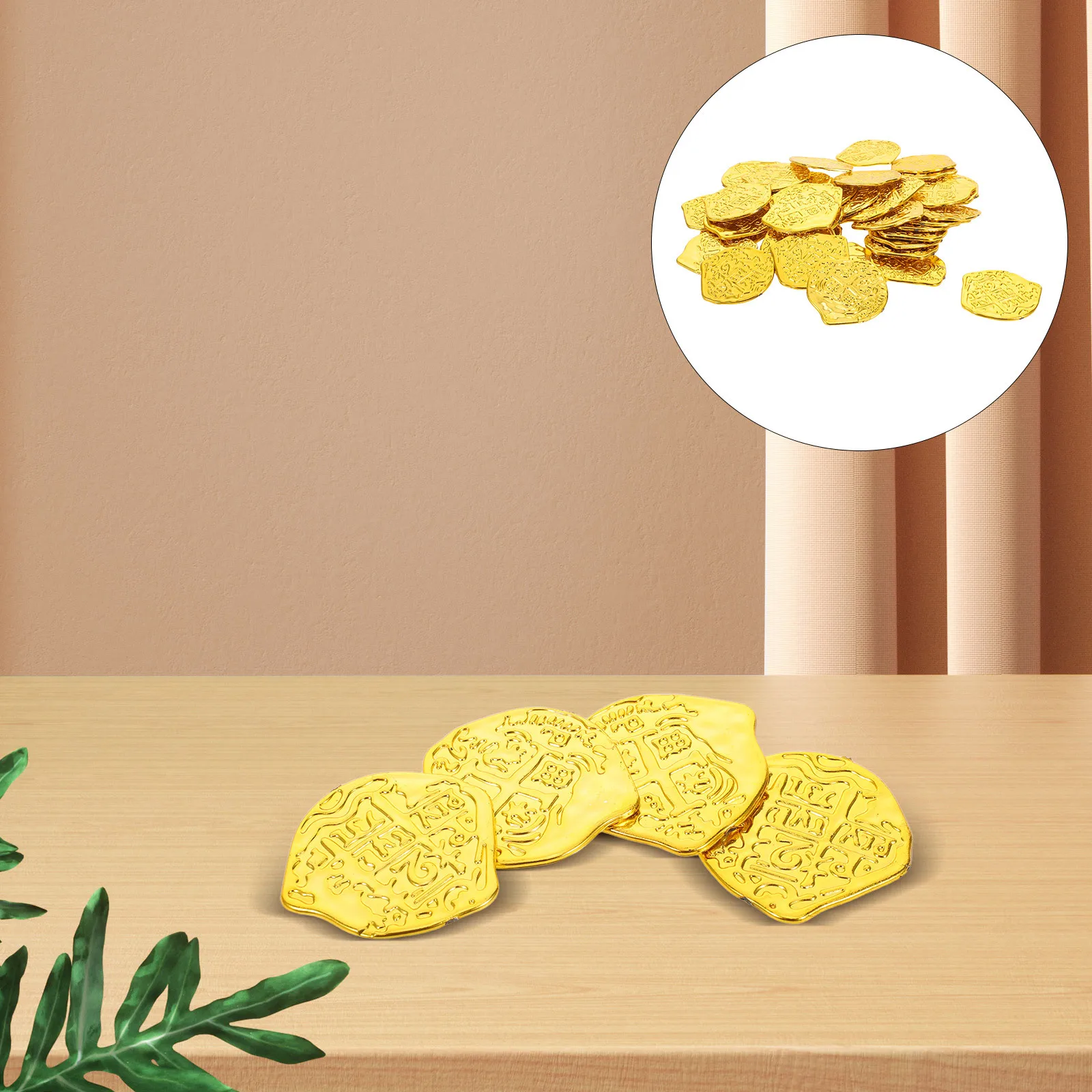 

100Pcs Pirate Coins Fake Gold Plastic Doubloons Realistic for Birthday Party Classroom Reward Pirate Doubloons