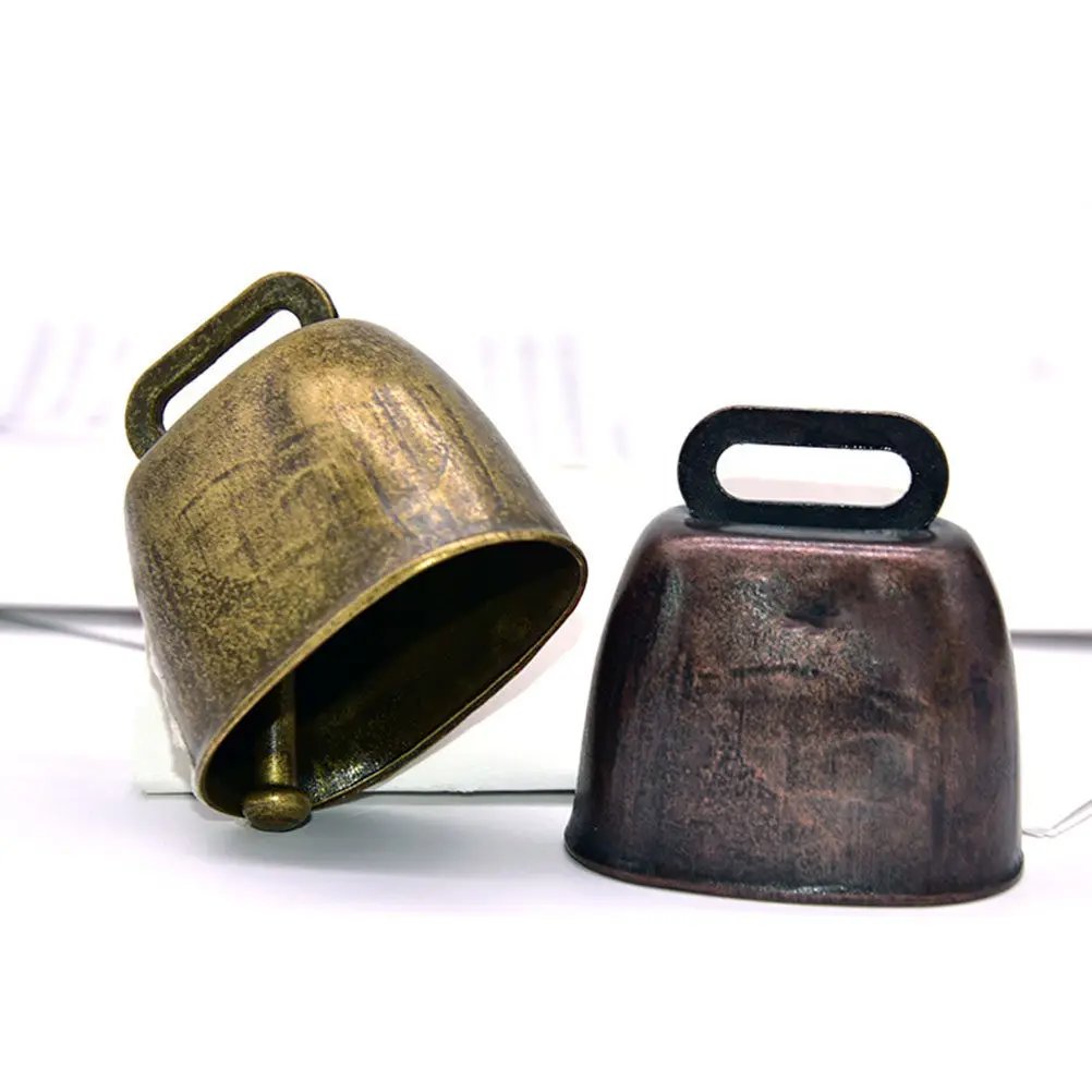 4Pcs Cow Bell Sturdy Iron Rustproof Anti Theft Noise Maker Cattle Bells Small Hanging Bells for Farm Sports Events