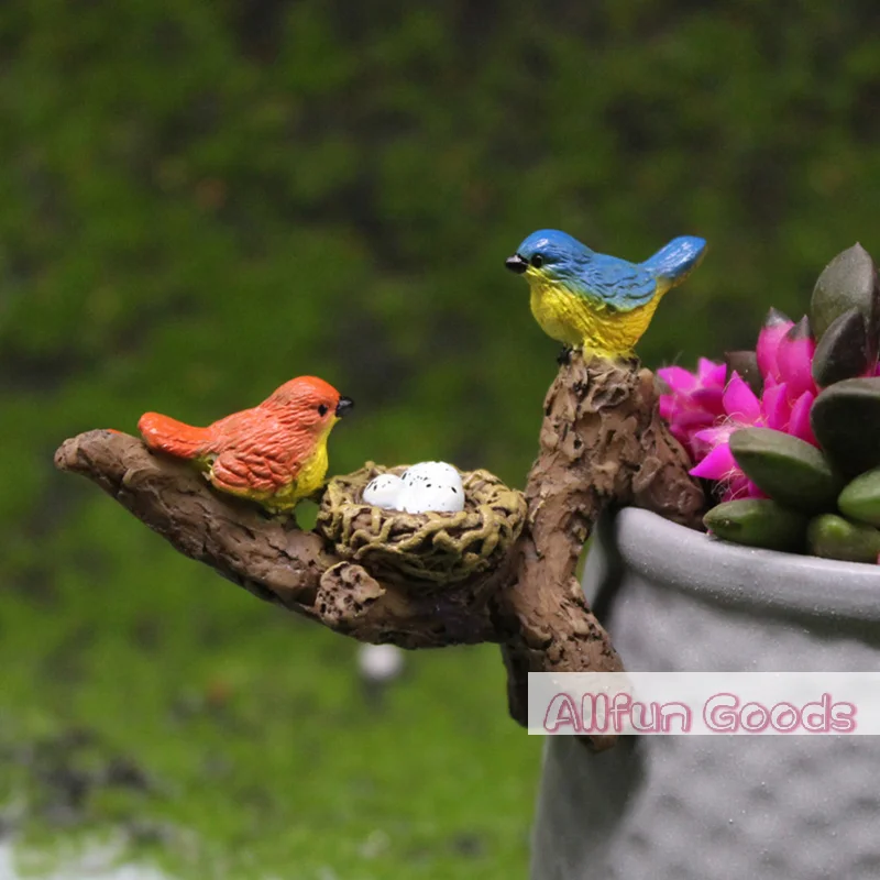 Bird Statue With Branch Adornment Micro Landscape Gift For Mom Realistic Bird Figurine For Balcony Yard Cabinet Garden Indoor