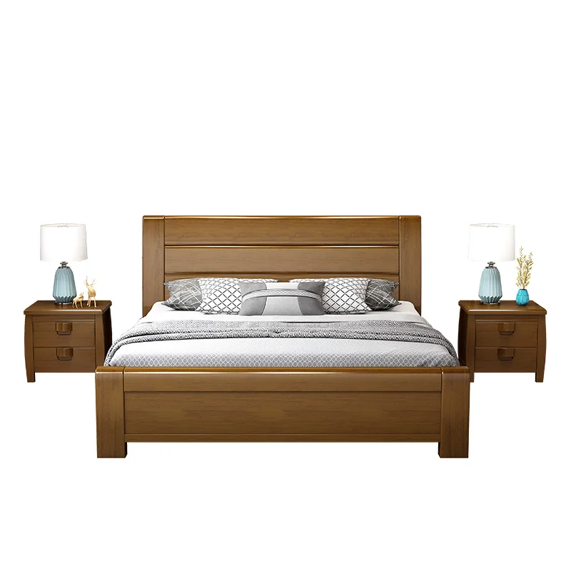 

New Chinese-style solid wood bed mortise bed 1.8 meters large bed 1.5M double bedsimple modern furniture storage
