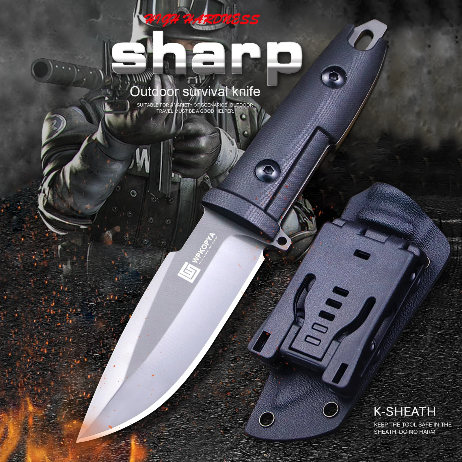 

WPKOPYA (США) 440c наружный охотничий прямой нож + K-оболочка, рукоятка G10 стандартный нож, уличный инструмент для повседневного использования