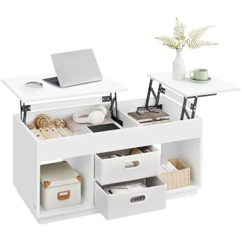 

Coffee Table, Lift Top Coffee Table with 2 Drawers and Hidden Compartments, Center Table with Lift Tabletop, Open Compartments