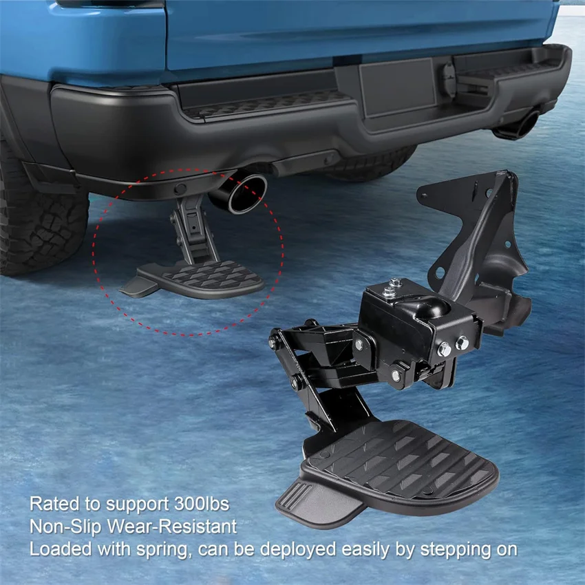 Rear Bed Step Replacement for 2019 2020 2021 2022 Dodge Ram 1500 DT Dual Exhaust New Body Style Retractable Bumper Step