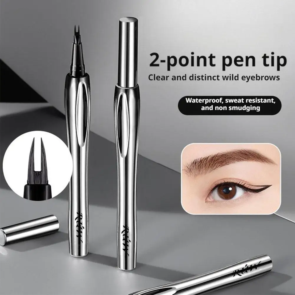 Stylo à sourcils à deux dents, crayon à sourcils étanche à deux dents pour femmes, traits naturels longue durée, maquillage pour les yeux à porter toute la journée