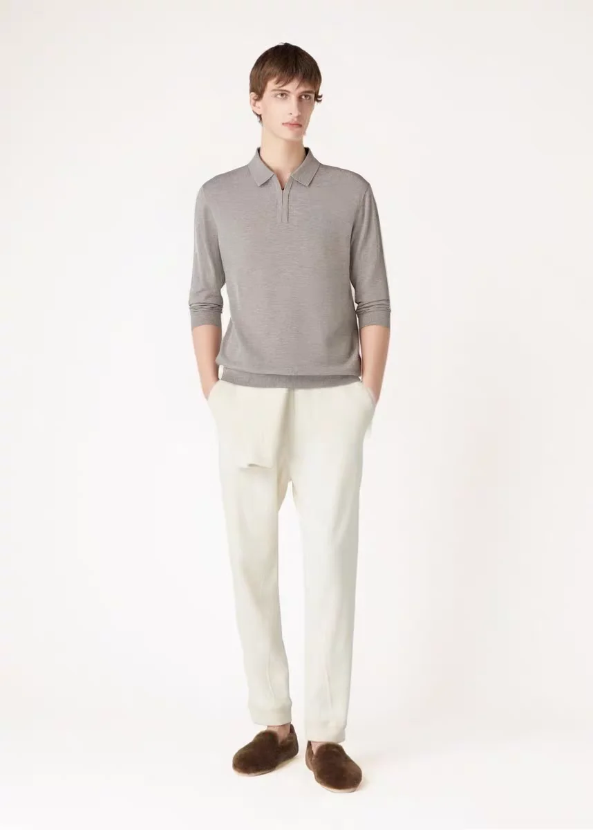 

Ele Italian Sle Men's Wool Blend Long Sve irt Casual Classic Collar High End Faion for Middle-Aged And ly