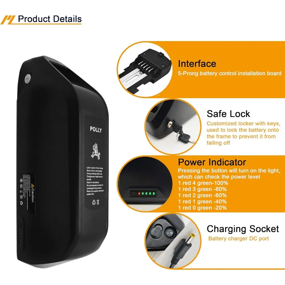 بطارية ليثيوم للدراجة الكهربائية 23AH، بطارية دراجة كهربائية قابلة للإزالة مع شاحن 3A، حزمة بطارية دراجة كهربائية 48 فولت مع مقاومة للماء