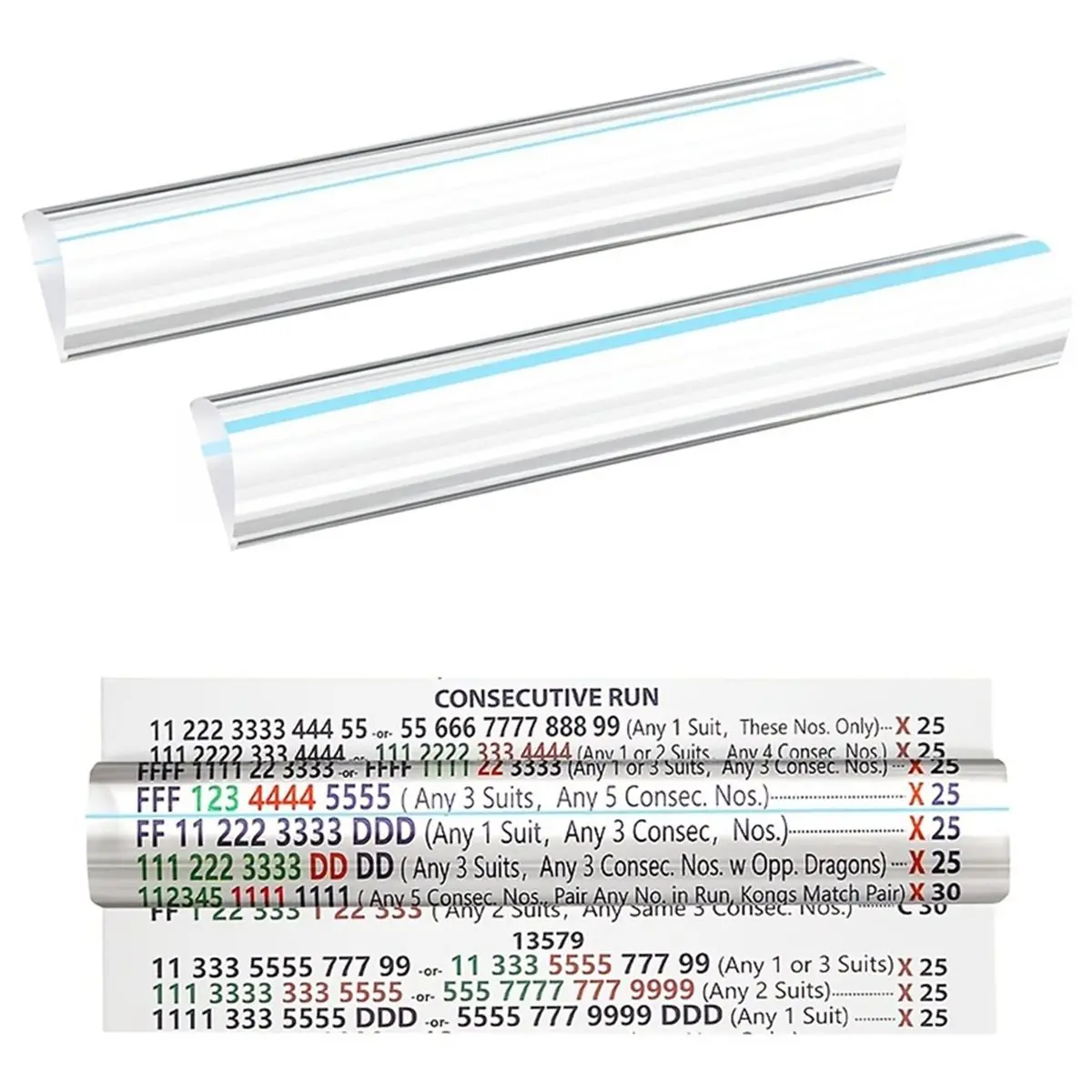 A48U Mahjong Line Finder Large Card Magnifier with Blue Guiding Line,Wide Reading Ruler for American Mahjong Seniors 2 Pack
