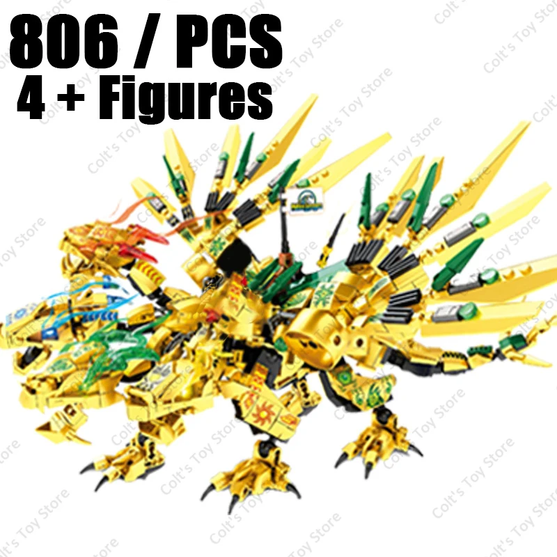 2024 Creative Blocks Ninja Series Mecha Dragon Black Dragon Classic Anime Fiery Dragon Model Building Blocks Bricks Kid Toy Gift