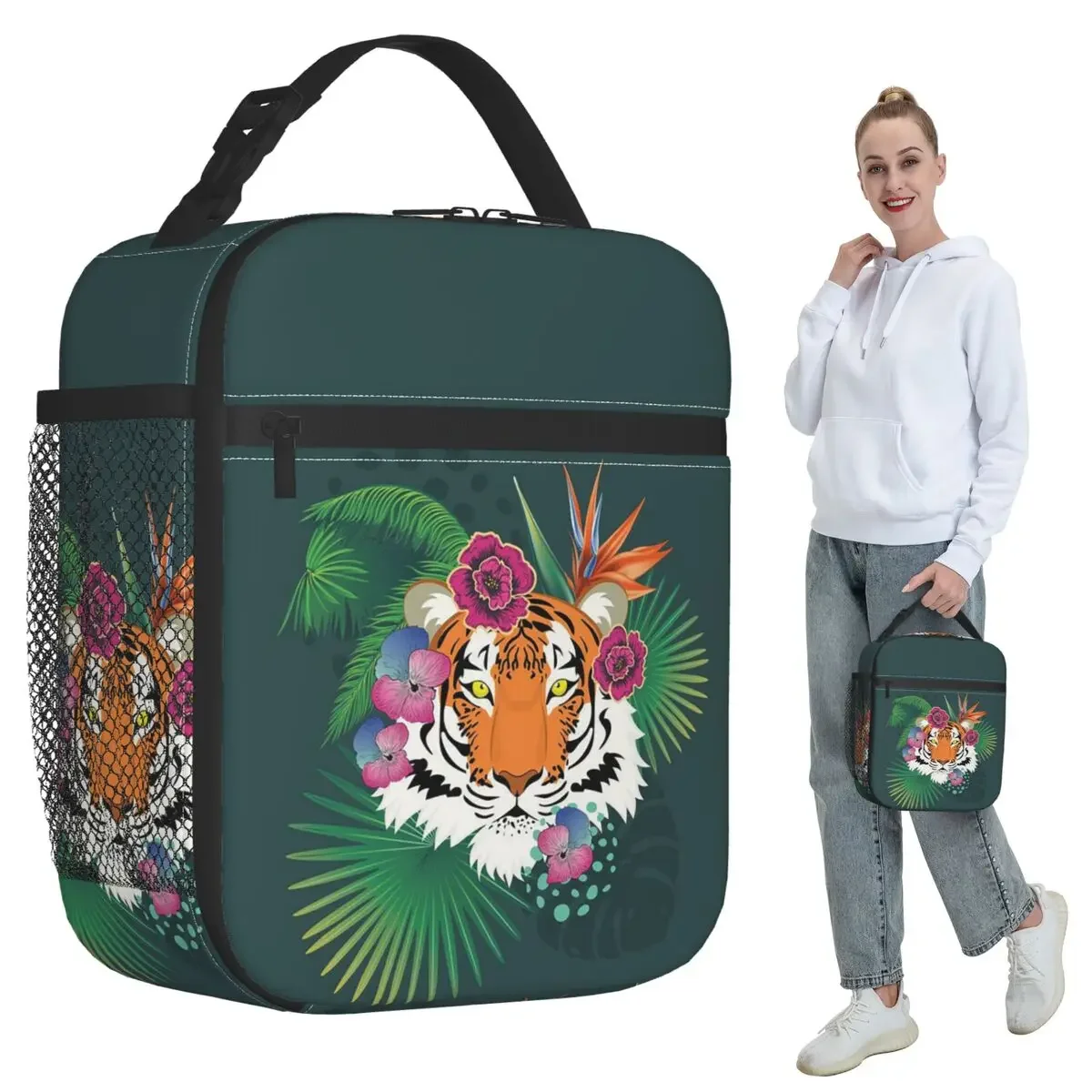 Leopard Tiger Cartoon 2 Insulated Lunch Bag for Women Office Cooler Thermal Food Box Tote Portable Lunch Boxes Container
