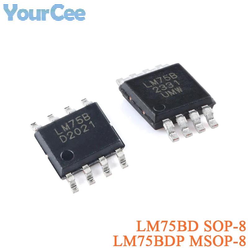 5Pcs LM75BD SOP-8 LM75BDP MSOP-8  Digital Temperature Sensor Chip IC Chip SMD