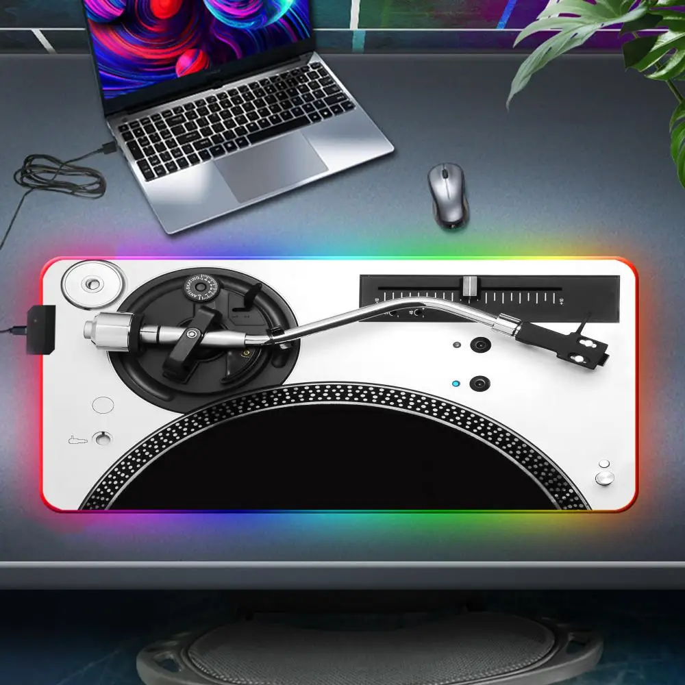 

XXL 900x400 мм коврик для мыши RGB, резиновый нескользящий настольный коврик для любителей музыки и геймерского коврика, дизайн виниловой пластинки в стиле ретро
