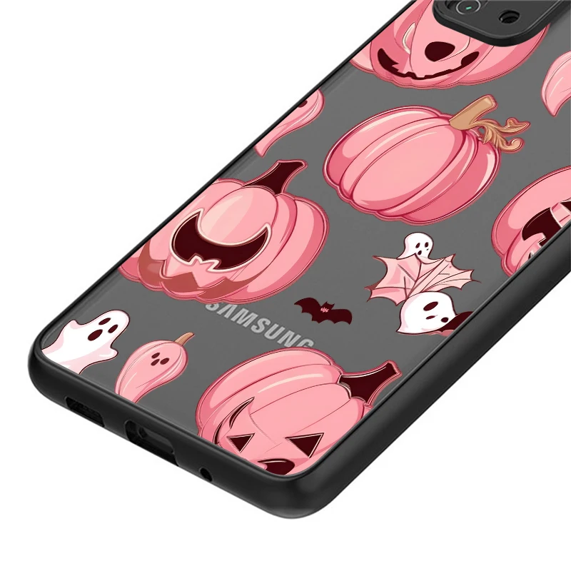 Custodia per zucca di Halloween Happy Ghost per Samsung Galaxy S25 Edge S10 S23 Ultra S9 S24 FE S20 S22 Plus S21 Cover posteriore per telefono
