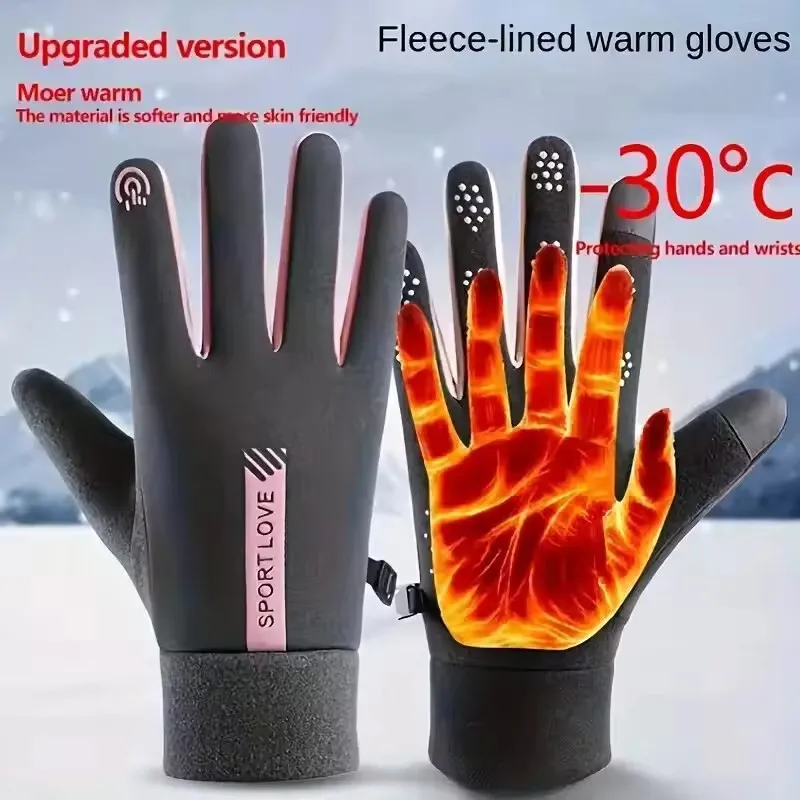 Winter-Fahrradhandschuhe für Damen und Herren – thermische, winddichte, wasserdichte, warme Fäustlinge für Fahrrad, Laufen, Skifahren