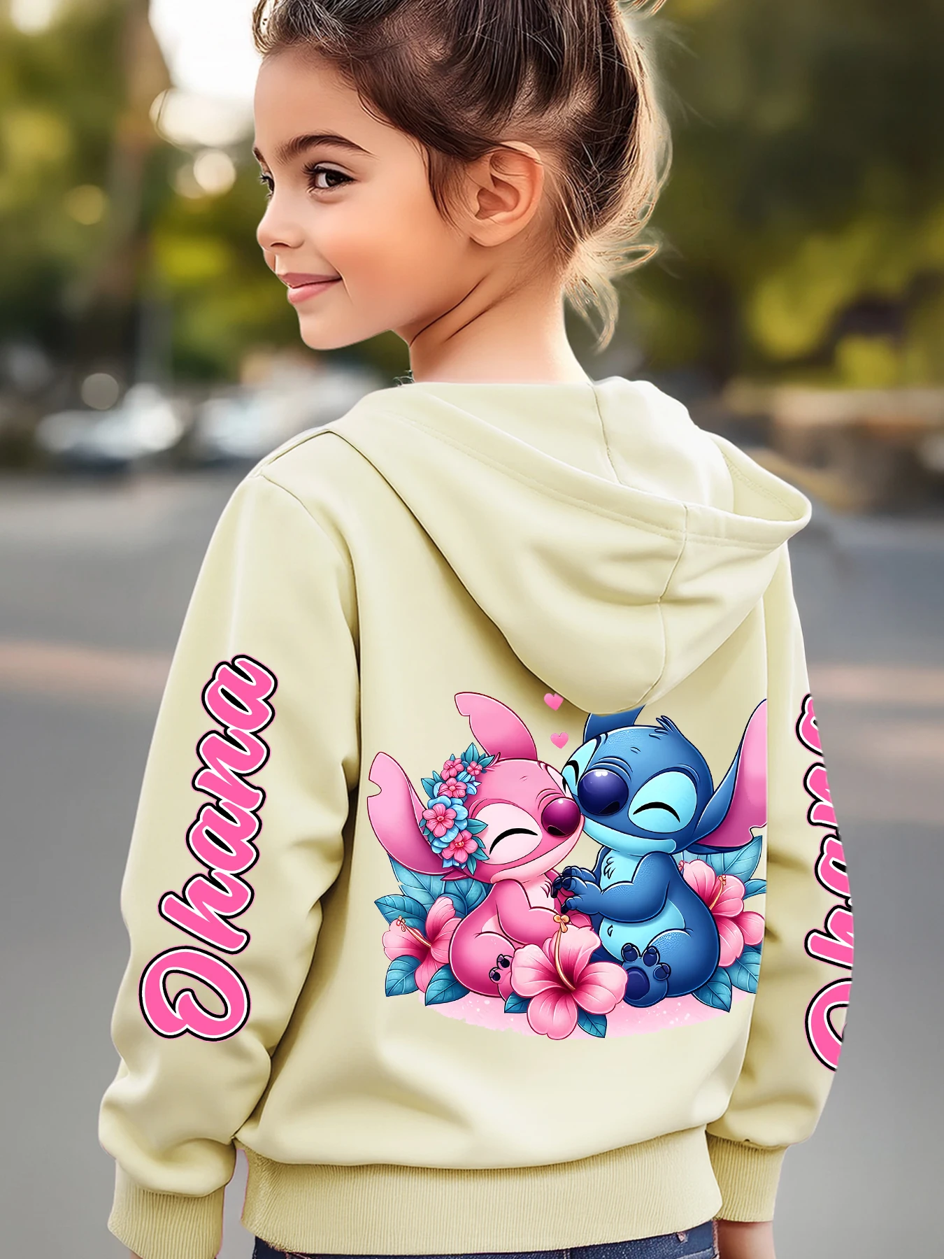 سترة صوفية عصرية بغطاء للرأس للأطفال من ديزني، مطبوعة بأنماط غرزة لطيفة، مناسبة للارتداء اليومي غير الرسمي