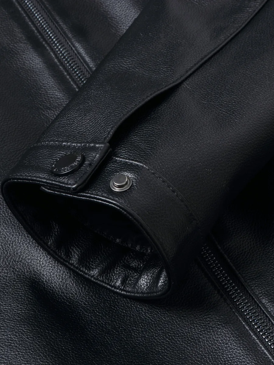 Men's Genuine Leather Jacket, Stand Collar, Cowhide Jacket, Motorcycle, Business Casual Men's Wear