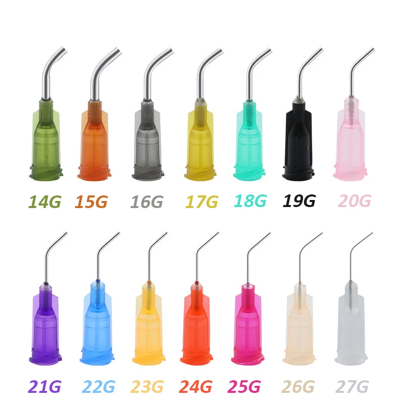 50Pcs 1/2 inch Plastic Steel 45° Degrees Elbow Dispensing Needle Blunt Tip,Luer Lock Dispenser Needle Works for Liquid Glue  Ink