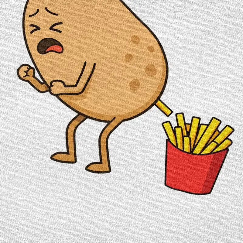 مخصص الكرتون البطاطس عقد البطاطس المقلية في اليد تي شيرت الرجال تي شيرت عادية المحملة القمم سليم صالح التي شيرت ميرش