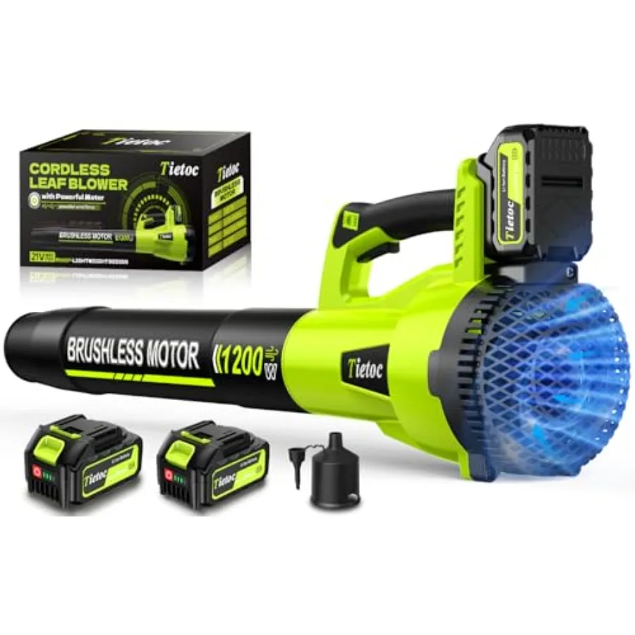 منفاخ أوراق شجر لاسلكي مع محرك بدون فرش للعناية بكفاءة في العشب: 735CFM 200MPH سرعة الهواء 6 مستويات سرعة قابلة للتعديل مزدوجة 5.0Ah