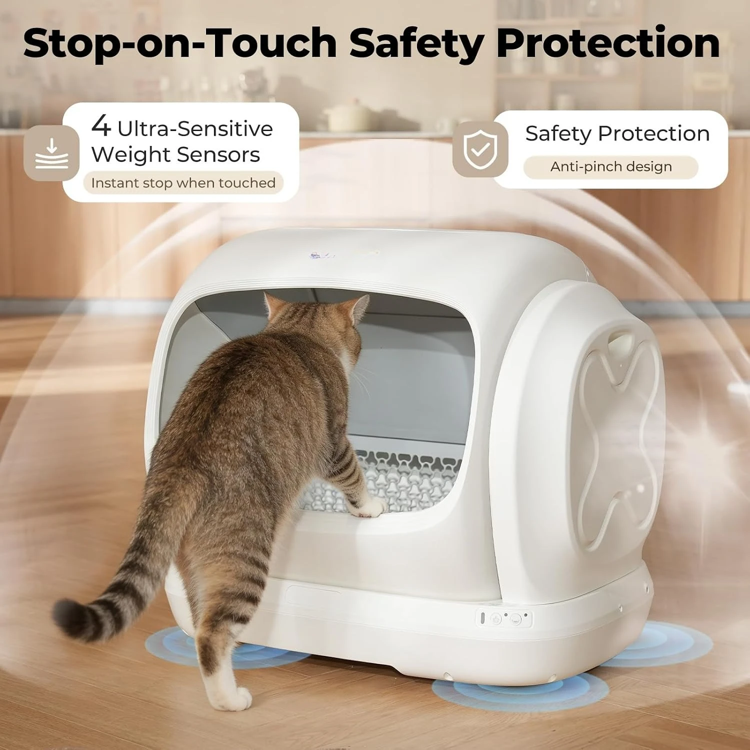 Robotail Self Cleaning Cat Litter Box,106L XXXL Extra-Large Automatic Cat Litter Box for Large Cats, Open Top, Customized view 4