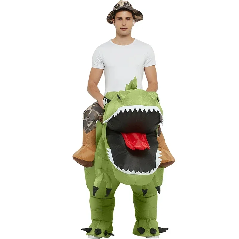 Costume gonfiabile per adulti Costumi di dinosauro di Halloween che cavalcano un costume cosplay mascotte divertente T Rex per uomo Dino Anime Cartoon