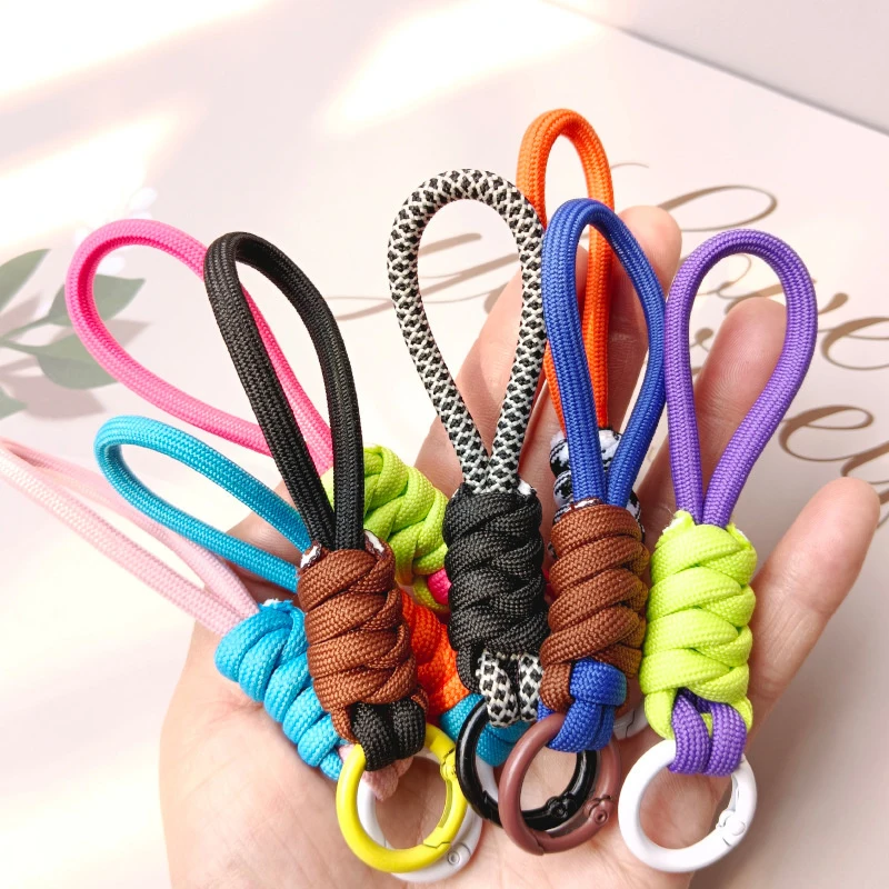 Creative Braided Lanyard Keychain For Phone Case Women Anti Lost Knot Rope Strap Car Key Chains DIY Accessories