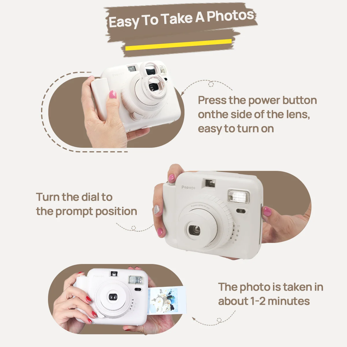 One Time Imaging Camera Student Children Cute Mini Camera Easy Use Beginners Portable Camera Includes 10 sheets of photo paper