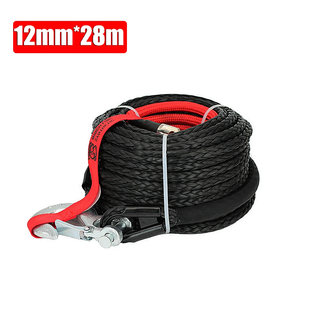 13mm*25m 12mm*28m Synthetic Winch Rope Tow Car 4x4 Off Road Trailer Strap Breaking Strength Max 20500LBS For ATV SUV Vehicle