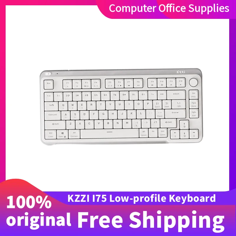

KZZI I75 Youth Edition Беспроводная короткоосевая механическая клавиатура Многофункциональная металлическая клавиатура с прокрутным колесом RGB с функцией горячей замены
