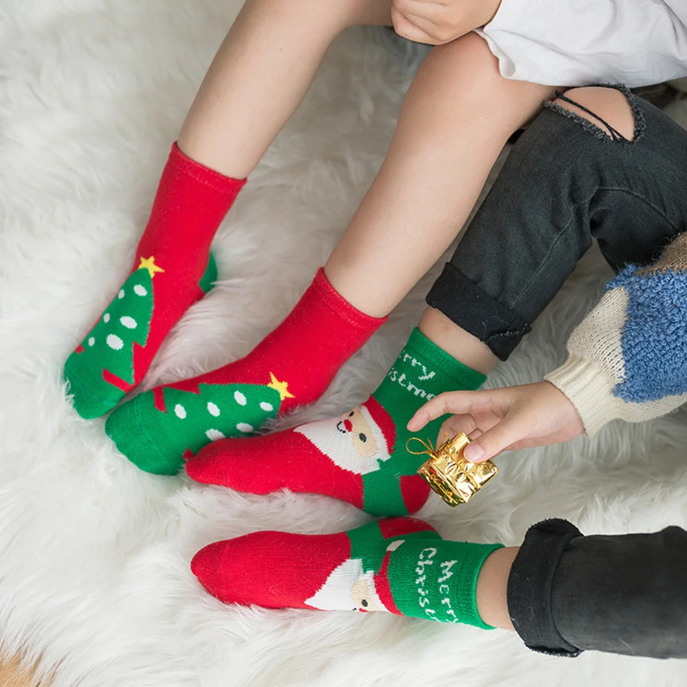 

5 Pair Stockings for Kids Boys Socks Thick Childrens Winter Toddler Warm Red Children's