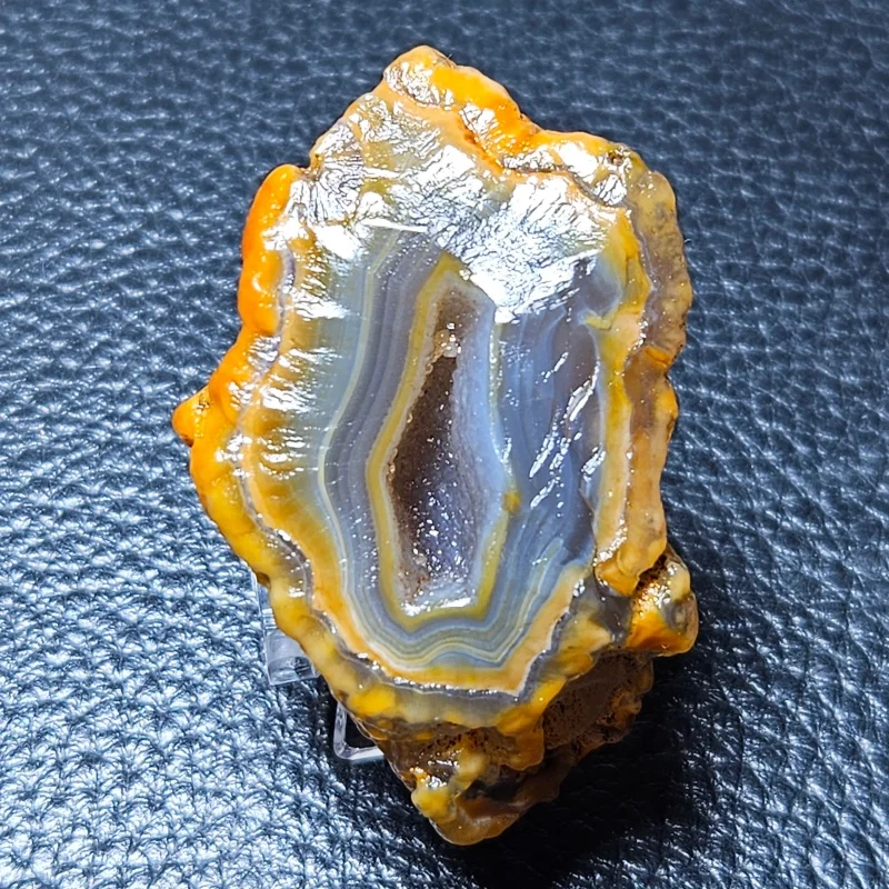 Orange Banded Agate Geode with Crystal Cave Natural Mineral Specimen for Healing  Decor
