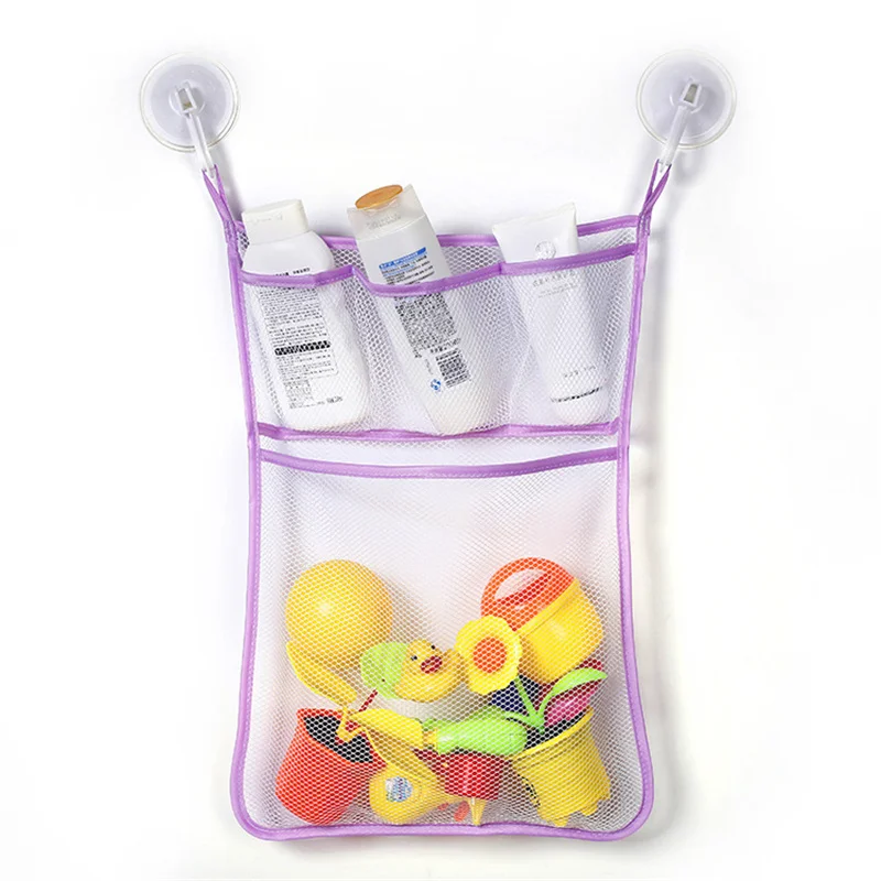 Organizador de juguetes de baño de malla multiusos, bañera ligera y fuerte para niños, soporte para juguetes, cesta de doble capa, carrito de ducha para niños pequeños, contenedor colgante