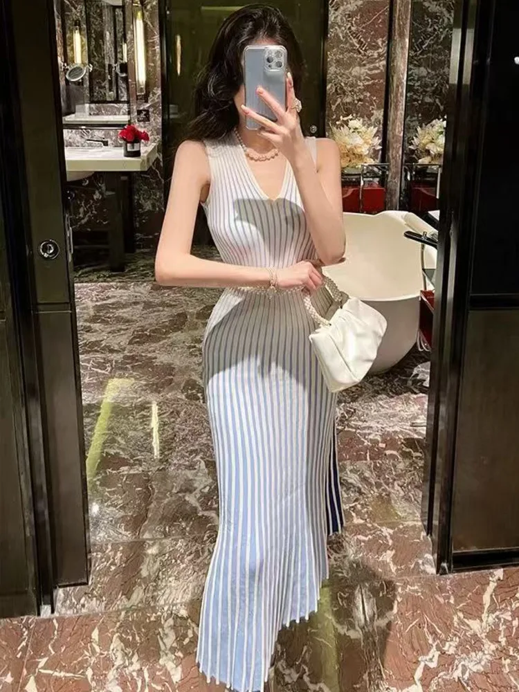 2023 neue Sommer Frauen abend party Tank Kleid Weibliche Gestrickte Ärmellose Kleider Für Frau outwears pullover vestidos para mujer