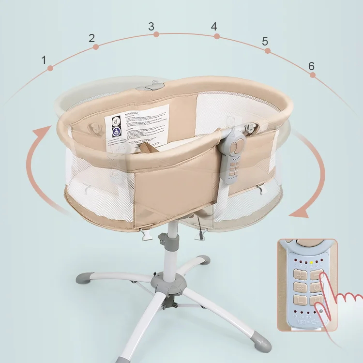 New three-in-one electric crib baby can sit and reclining rocking chair European-style dining chair lift cradle baby bed