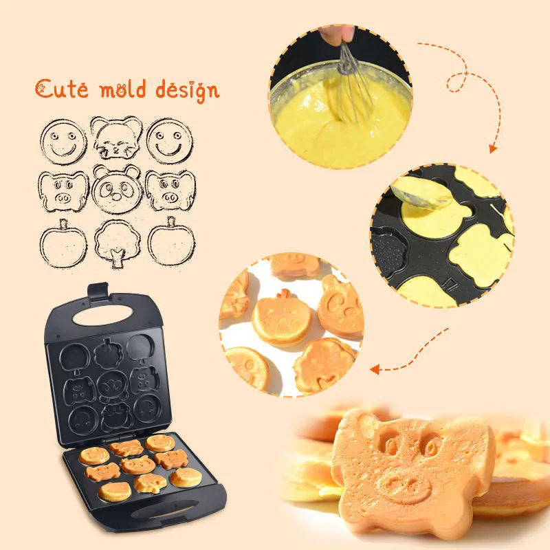 ماكينة صنع الكعك الكرتونية الأوروبية ذات 9 فتحات عبر الحدود للأطفال ماكينة الخبز ذاتية الصنع ماكينة صنع شطائر الوافل والحلوى