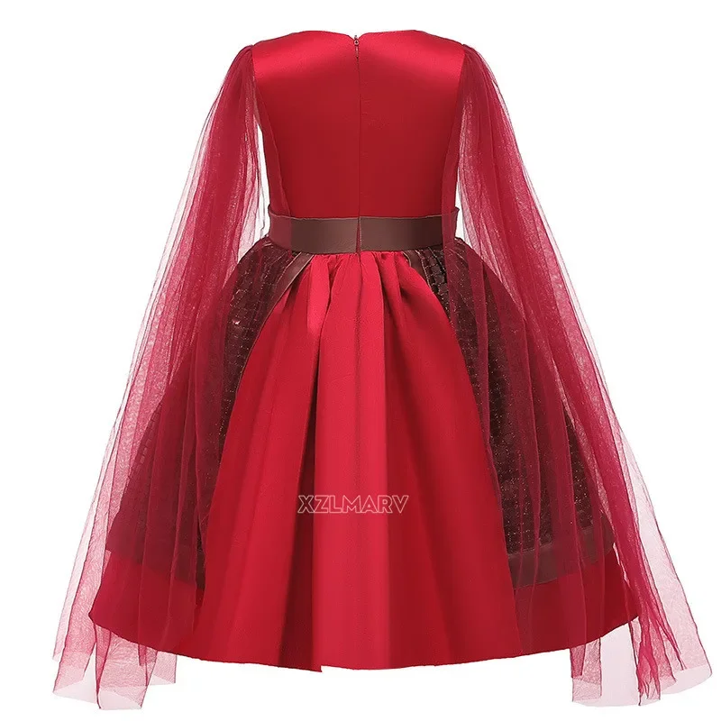 Disfraz de Mulan de Navidad y Halloween para niña, vestido de Mulan para niño pequeño de verano, vestidos rojos con manga de tul para fiesta de cumpleaños, espada gongfu