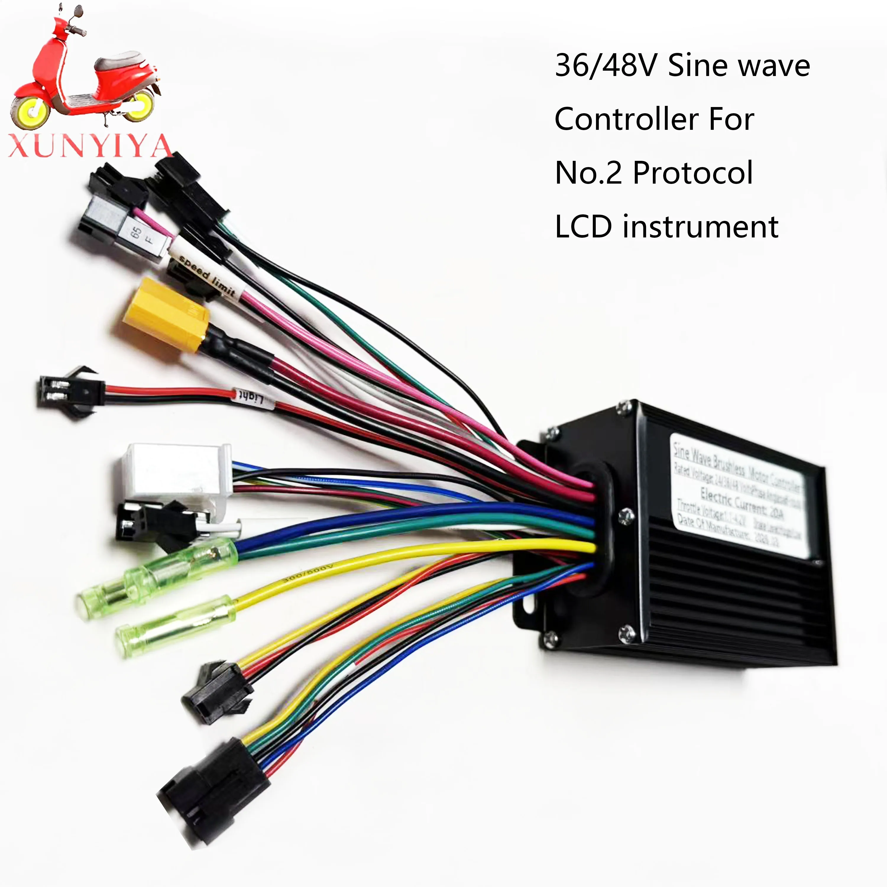 24V/36V/48V Brushless Motor Controller 350W/500W Maximum Current 20A for UART No.2 Protocol S866 TF-100 SW900 Instrument E-Bike