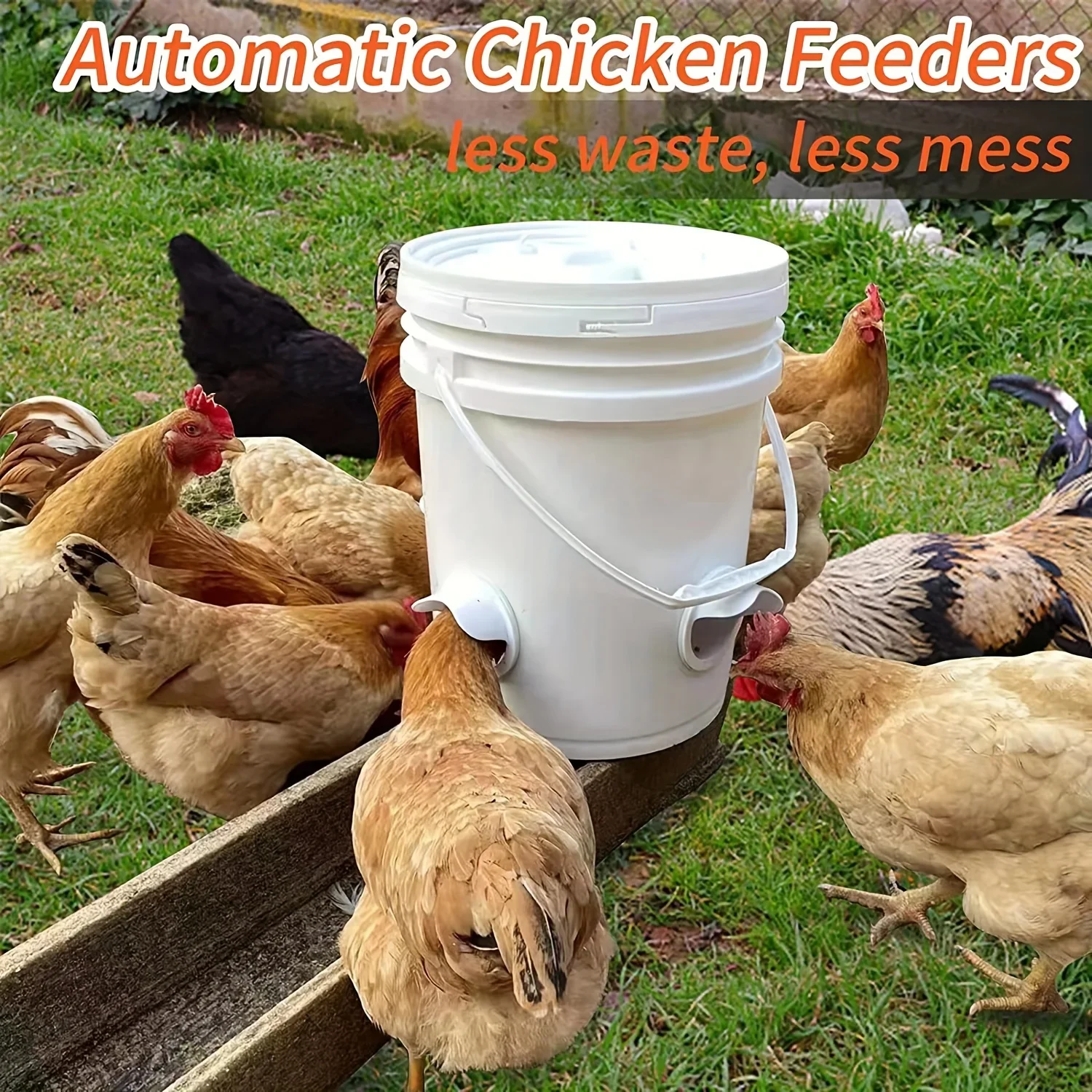 Chicken Feeder Poultry Feeder Diy Port Gravity Feed Kit Rain Proof No Waste Ducks Feeders for Buckets Barrels Bins Troughs