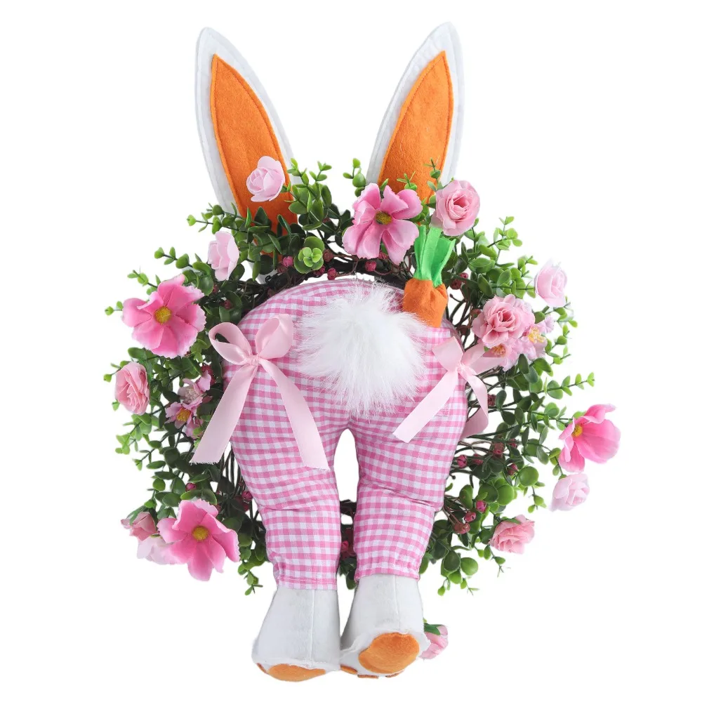 

Realistic Design Easter Bunny Wreath Fresh Decoration Reusable Material Realistic Wreath Bunny Bottom Wreath Outdoor Decoration