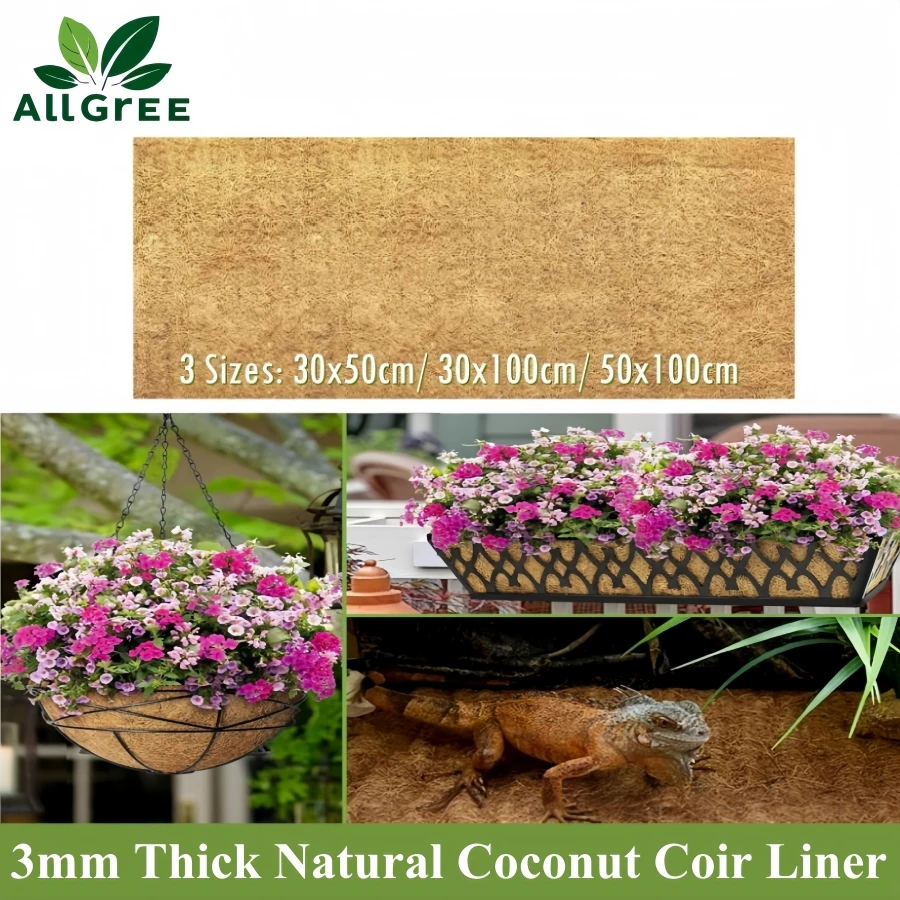 

3mm Thick Natural Coconut Coir Liner Sheets Coco Fiber Roll Coco Mat for Planter Flower Basket Liner Garden Decoration Animal