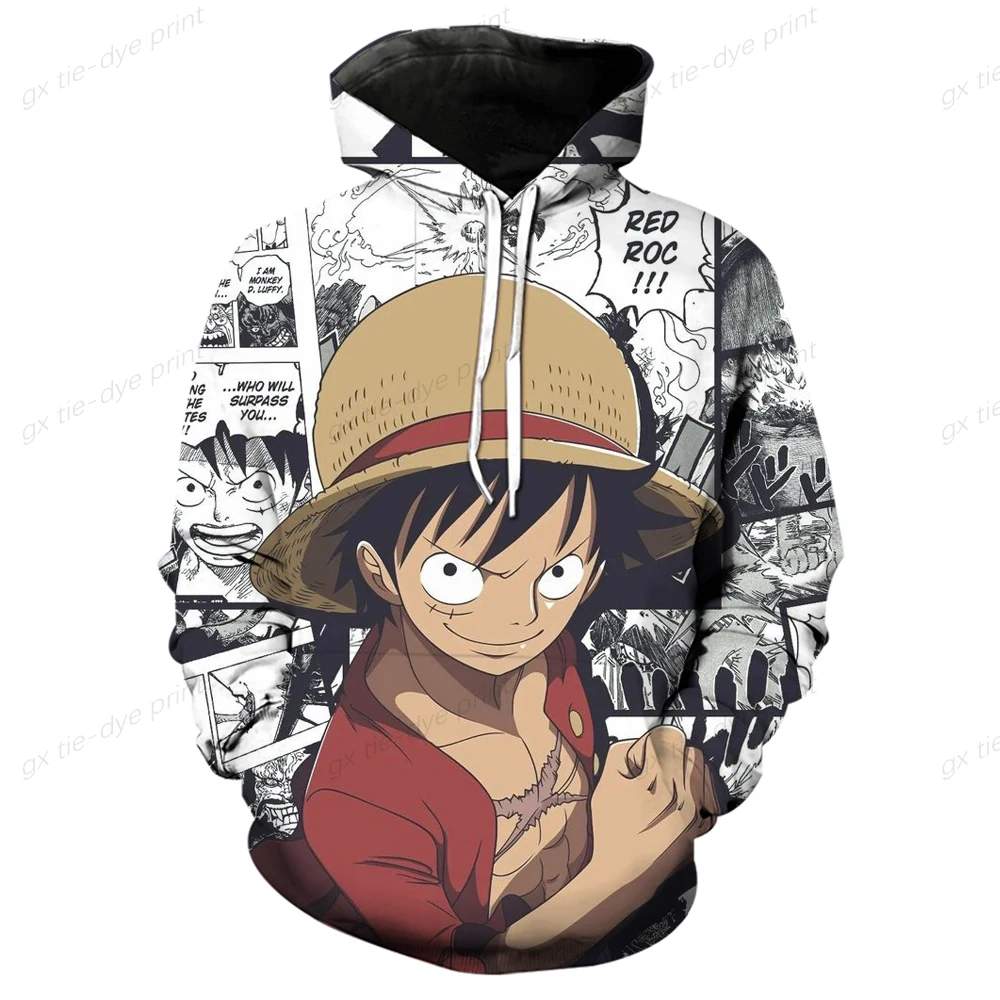 2 To 14 Years Kids Hoodies One Piece 3D Print Hoodie Sweatshirt Boys Girls Anime Cartoon Jacket Children Clothes